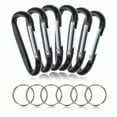 thumbnail image 1 of (6 Pack) Aluminum Multi-Color Carabiner Spring Clip Keychain Black Large, 1 of 5
