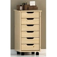thumbnail image 2 of Riverbay Furniture Six Drawer Wood Rolling Storage Cart in Brown, 2 of 11