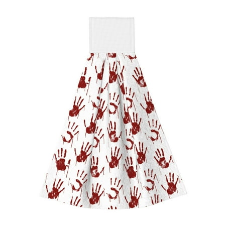

Gaeub Red Bloody Scary Hands2 Print Hand Towels with Hook Hanging Tie Towels Coral Velvet Dishtowels for Bathroom Restroom Home Decor