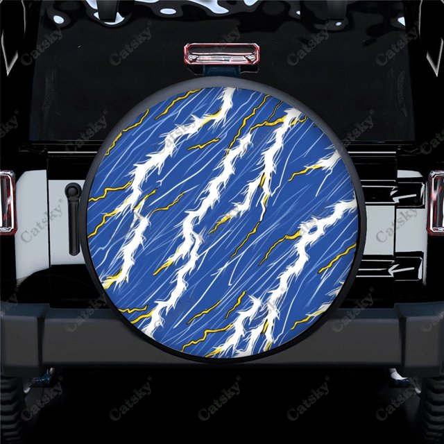 uflage Pattern With Lightnings Polyester Universal Spare Wheel Tire Cover Wheel Covers for Trailer RV SUV Truck Camper