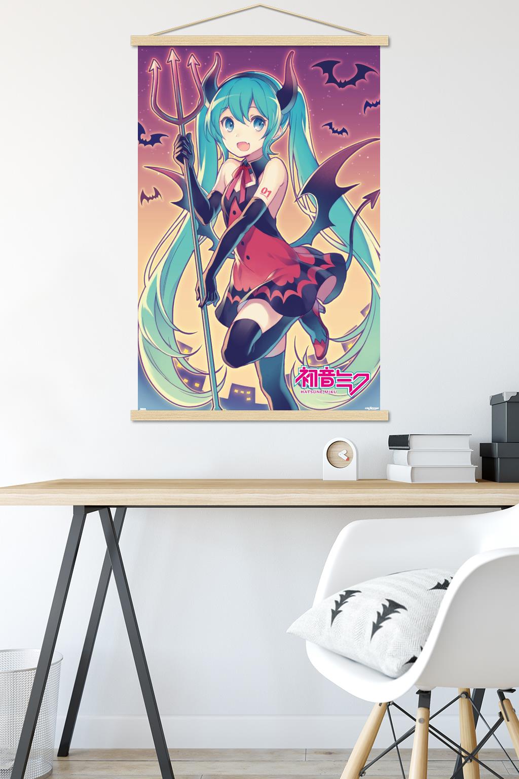 Hatsune Miku - Bats Wall Poster with Magnetic Frame, 22.375" x 34"
