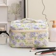 thumbnail image 2 of HELIAHO Quilted Cosmetic Case Foldable Travel Pouch Retro Floral Print Light Green Large CJ911-23237, 2 of 4