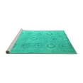 thumbnail image 2 of Ahgly Company Machine Washable Indoor Round Abstract Turquoise Blue Modern Area Rugs, 3' Round, 2 of 4