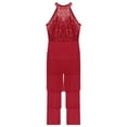 thumbnail image 4 of Xnihocha Womens Shiny Sequin Tassel 70s 80s Disco Dance Outfits Sleeveless Open Back Jazz Latin Jumpsuit Burgundy S, 4 of 7