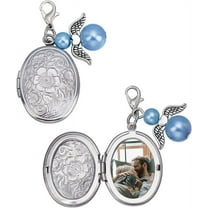 2Pcs Wedding Bouquet Photo Charm 48mm Oval Locket Photo Charms Alloy Wedding Pendant Decorations Stainless Steel Silver for Wedding Party Silver