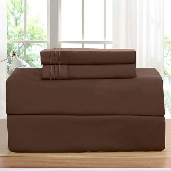 4-Piece 1500 Series Bed Sheets Soft, Comfortable, Perfect for Any Bedroom , Full, Chocolate Brown
