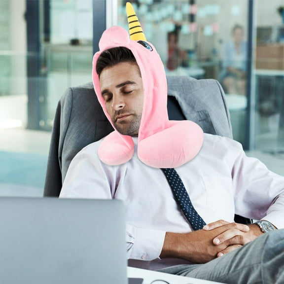 HAMPPLIES Travel Pillow Cloth Memory Cotton Adults Home Use Office Nap 1Pcs 11.8X10.6X5.1In