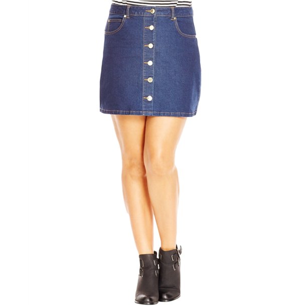 Falda acampanada City Chic con costuras en contraste para mujer azul 22 W