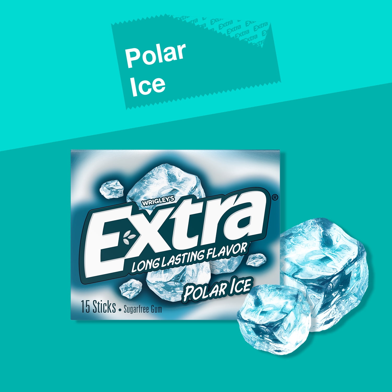 Extra Gum Polar Ice Sugar Free Chewing Gum, Single Pack - 15 Sticks