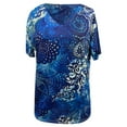 thumbnail image 3 of Hauts d'Été pour Femmes 2023 Mode Femmes T-Shirt Imprimé Col en V Manches Courtes Tee Décontracté Blouse, 3 of 5