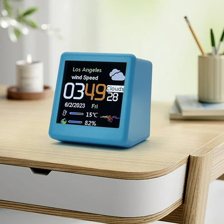 

QiwagFerng Station WIFI Smart Desktop Clock Weather Small TV Digital Ornament Gift Clearance!
