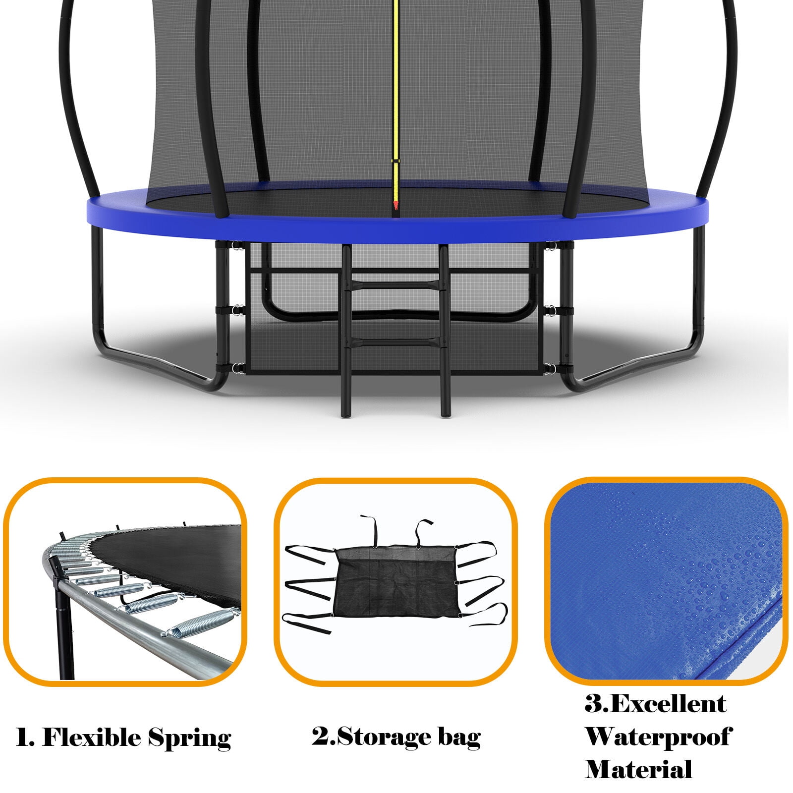 Mini Trampoline, 10FT Trampoline, Blue+Green Trampoline For Kids,Metal Fitness Trampoline, Fitness & Sports Fitness Trampolines