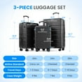 thumbnail image 3 of 3-Piece Luggage Set (20/24/28-inch), Hardshell Spinner Suitcases with TSA Locks, Lightweight and Durable Black Travel Luggage, 3 of 9