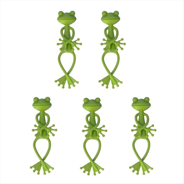 Soporte para Plantas con Forma de Rana Verde, 5 Unidades. Ofrece un Soporte Firme y Agradable para Plantas Pequeñas en Macetas y Suculentas.