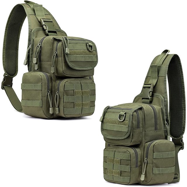 Paquete de 2 uds. De bandolera táctica verde militar con funda para pistola, mochila de rango de asalto para hombro ShuxiuWang 1327537078838