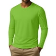 thumbnail image 4 of Dresfit Mens Thermal Shirts Crew Neck Big and Tall Tops Fall Oversized Solid Color Long Sleeve Baseball Shirt 2025 Knit Stretch Basic Fashion Green S, 4 of 7