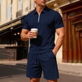 thumbnail image 5 of Xcmzpl Men Sets Outfits 2 Piece Shirts and Shorts Quarter Zip Collared Golf Shirts Summer Beach Track Suits with Pocket, 5 of 7