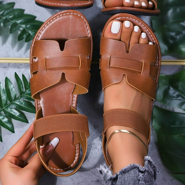 zhenglin Women's Casual Roman Flat Sandals - Cut-Out Openwork Spring Summer Slide Flip Flops with Breathable Comfortable Design