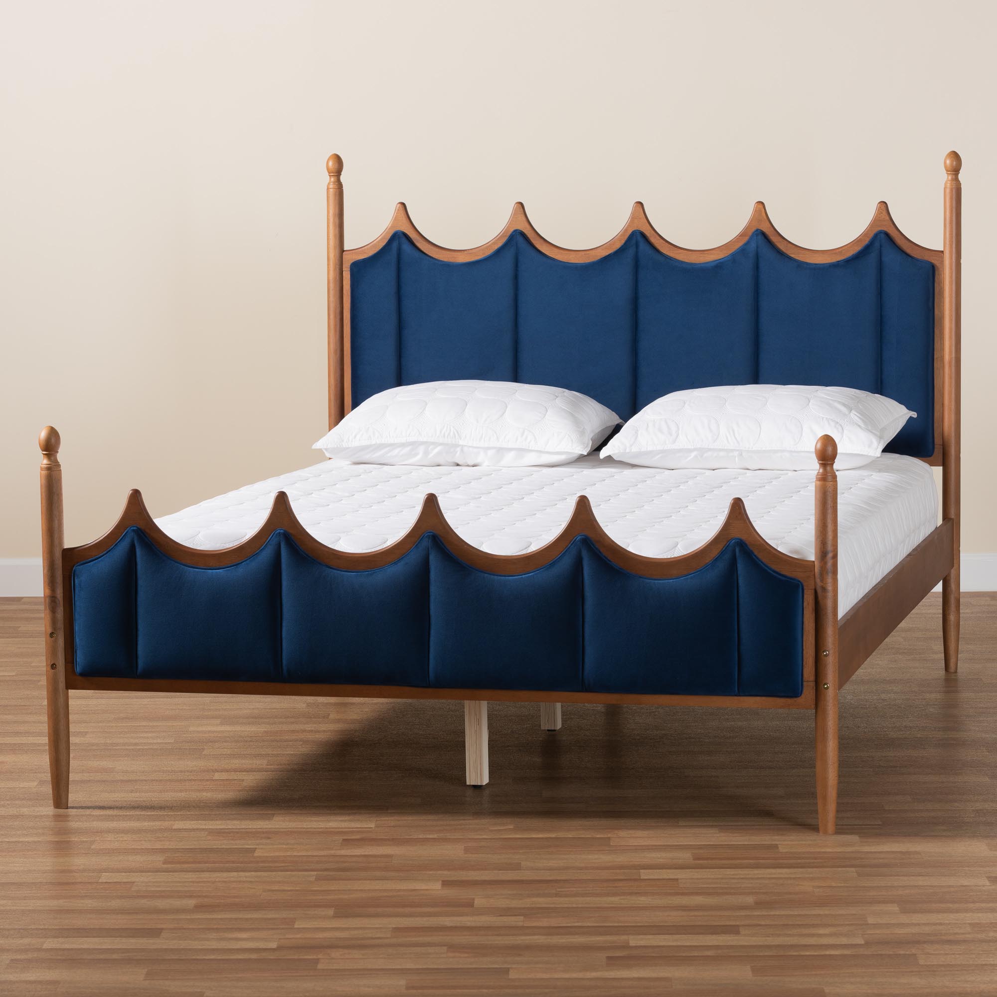 Baxton Studio Calgary Retro-Modern Platform Bed, Queen, Walnut Brown
