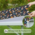 thumbnail image 6 of Brown Mushroom Leaf Dark Blue Pattern Square Fitted Tablecloth with Elastic Edge,Square Table Cover,Washable Elastic Table Cover for Home Kitchen Party Decor 36"x36", 6 of 6