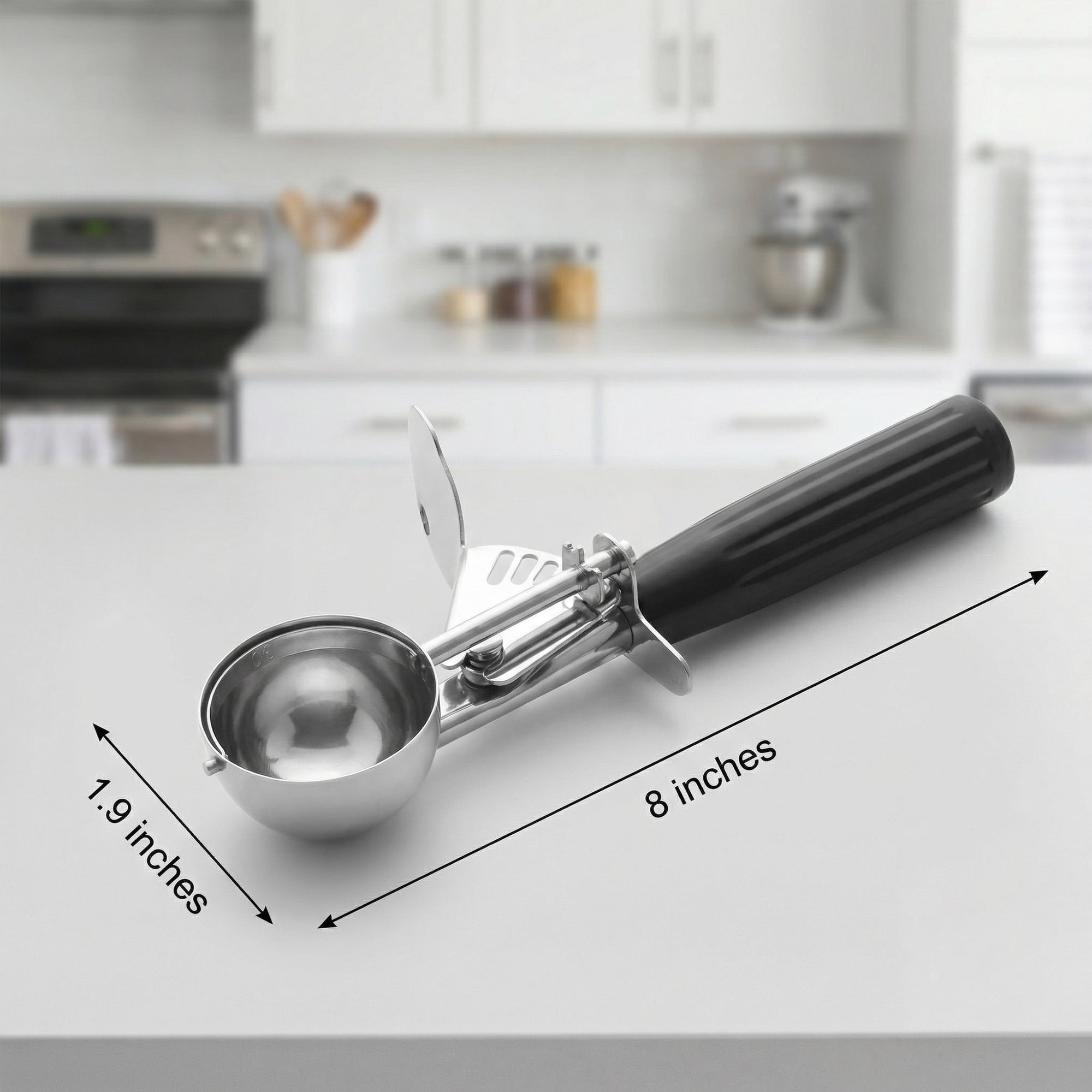 Unique Bargains Stainless Steel Ice Cream Scoop Black 8in