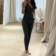 thumbnail image 5 of Women's Sleeveless Trouser Suit 2 Piece Suit Plain Two Piece Slim Fit Sporty Trouser Suit Streetwear Junior Business Suit Striped Trouser Pants for Women Jumpsuit Dressy Two Piece Pants Outfits Women, 5 of 6