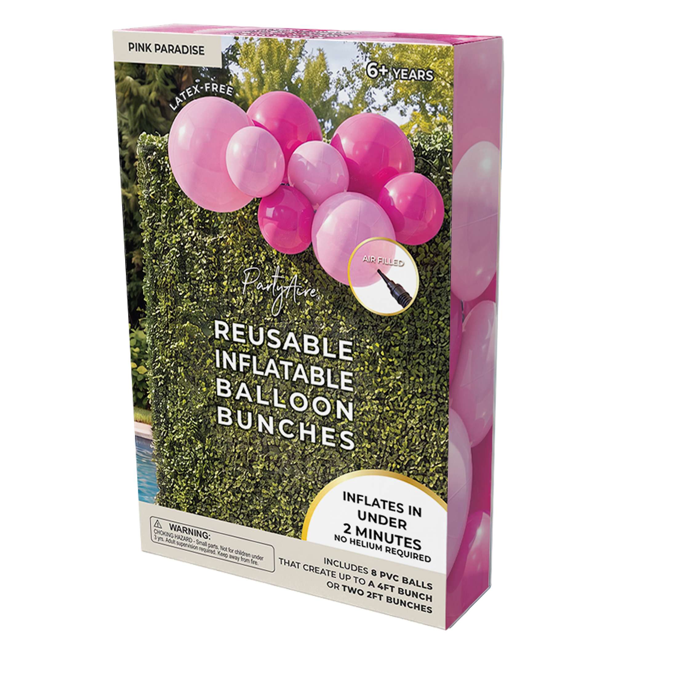 PartyAire 8pc Reusable Balloon Bunch , PINK PARADISE