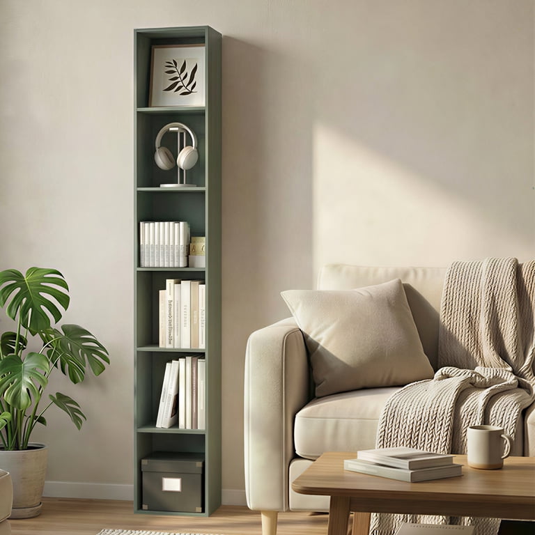 Furinno Luder 6-Tier Tall Open Bookshelf, Sage Green photo 3