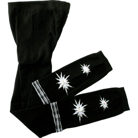 Wenchoice Girl'S White Rhinestone Black Legging M(3T-4T)
