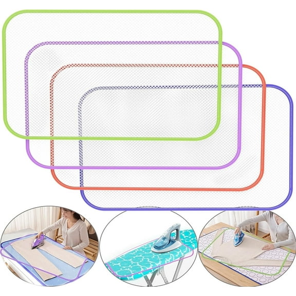 Pressing Cloth for Ironing,Tutuviw 4Pcs Heat-Resistant Ironing Cloth to Protect Clothes,Reusable Iron Cloth to Protect Clothes for Sewing,Durable Iron Pressing Cloth Protector(23x15in,Multicoloured)