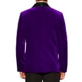 thumbnail image 3 of INSPIRE CHIC Men's Shawl Lapel Blazer One Button Slim Fit Wedding Velvet Tuxedo Suit Jacket L Purple, 3 of 4