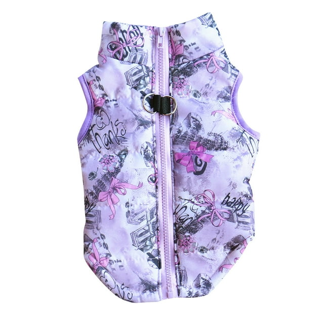 Dog Cotton Padded Jacket With Traction Buckle In Winter Convenient Travel