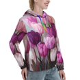 thumbnail image 6 of Lsque Purple And Pink Tulip Bouquet Pattern Casual Women's Hoodie,Hooded Sweatshirt with Kangaroo Pocket,Pullover Hoodie with Eye-catching Drawstrings-X-Large, 6 of 7