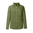 thumbnail image 4 of CZHJS Women's Comfy Elegant Tunic Solid Color Tops Casual Loose Vintage Clothing Trendy Work Long Sleeve Shirts Fashion Button Down Collared Dressy Blouse Army Green XL, 4 of 5