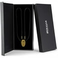 thumbnail image 3 of SERASAR Men's Original Leather Necklace "Skull" with Stainless steel Pendant and Magnetic Closure, Gold 60cm, incliding Gift box, 3 of 8