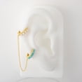 thumbnail image 3 of Sterling Silver 18K Gold Plated Multi Synthetic Opals Double Huggie Earrings, 3 of 7