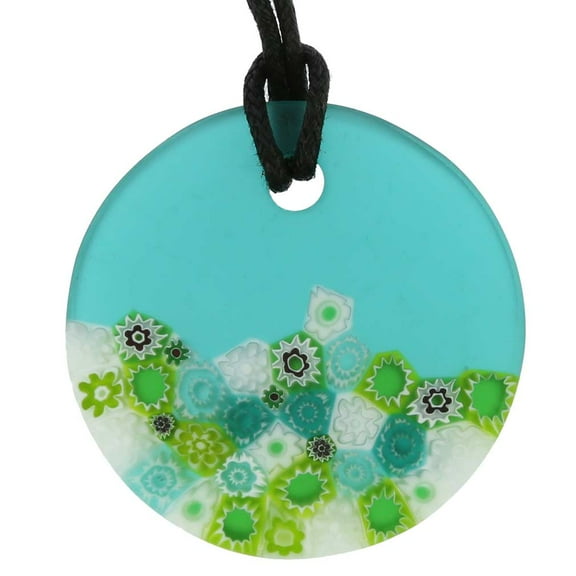 GlassOfVenice Murano Glass Matte Millefiori Round Necklace - Green