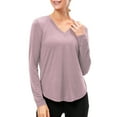 thumbnail image 1 of TFixol Camisas de entrenamiento para mujer sueltas de secado rápido con cuello en V elástico, 1 of 8