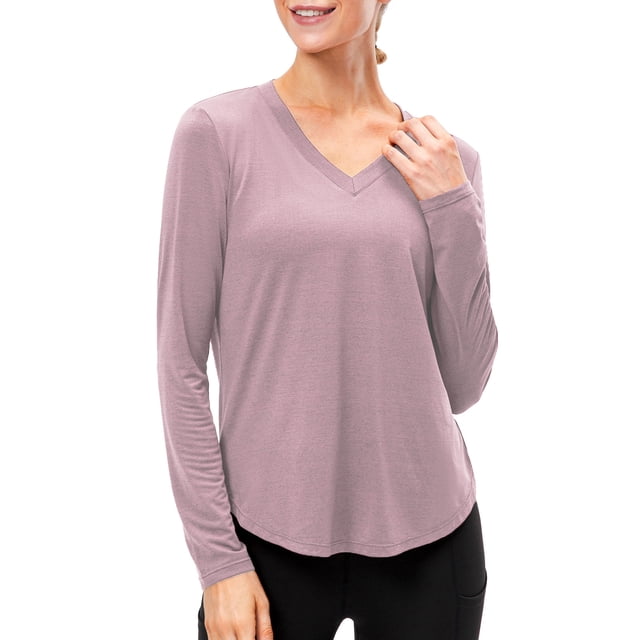 TFixol Camisas de entrenamiento para mujer sueltas de secado rápido con cuello en V elástico