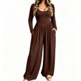 thumbnail image 2 of Wide Leg Jumpsuits for Women Square Neck Smocked High Waist Baggy Jumpsuits Loose Fit Office Work Casual Daily Wear ,2XL, 2 of 4