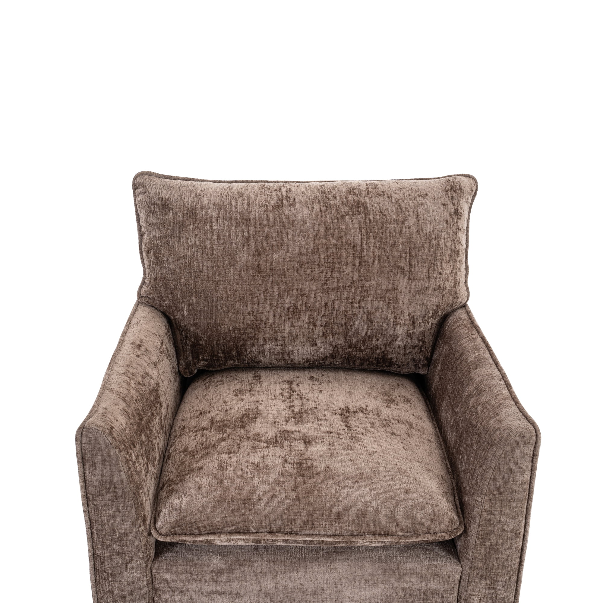 HOQBN 360°Swivel Accent Chair, Comfy Single Square Sofa Armchairs,Upholstered Club Chairs for Living Room,Bedroom, Reading Room, Brown