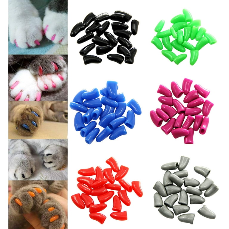 4 Pairs of Cat Nail Caps Cat Claw Covers Shoes for Cats Anti-Scratch Cat  Paw Protector Pet Grooming Booties for Bathing Shaving Checking 