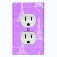 thumbnail image 1 of Metal Light Switch Plate Cover Romantic Paris Eiffel Tower Letter Purple PRS008, 1 of 13