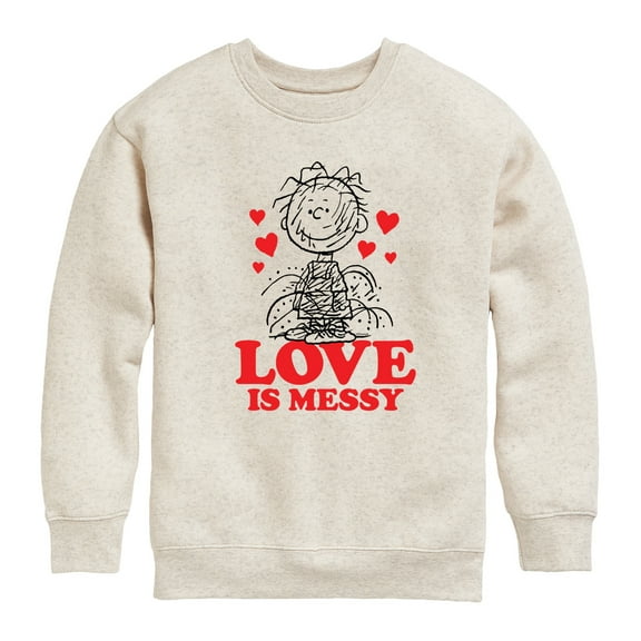 Peanuts - Pigpen Love Is Messy - Toddler And Youth Crewneck Fleece Sweatshirt