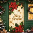 thumbnail image 5 of Cififendec Christmas Door Cover, Festive Poinsettia Bauble Printed Door Tapestry for Front Door and Porch Xmas Holiday Decor, 70.87", 5 of 6