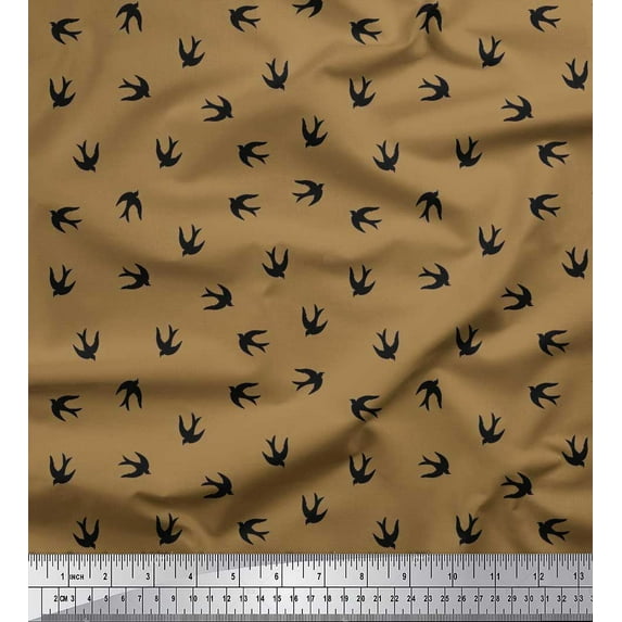 Soimoi Cotton Poplin Fabric Swift Bird Shirting Printed Craft Fabric by The Yard 56 Inch Wide