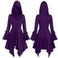 thumbnail image 2 of ICHUANYI Womens Fashion Hooded Jacket Lace Long Sleeve Button Up Hanky Hem Skirted Gothic Coat, 2 of 6