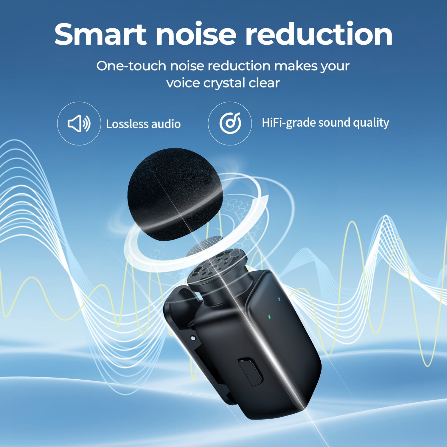 Wireless Clip-On Mini Microphone with Charging Case - Portable Lavalier Mic for Vlogging, Streaming, Podcasts & Meetings