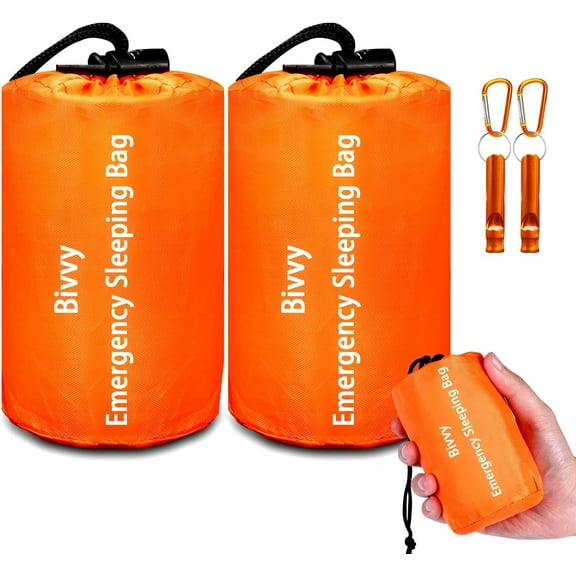 Emergency Sleeping Bag Survival Bag, Portable Waterproof Thermal Bivy Sacks Tac Bivvy Bags,Camping Mylar Sleeping Bag Survival Gear Emergency Blankets Survival Shelter