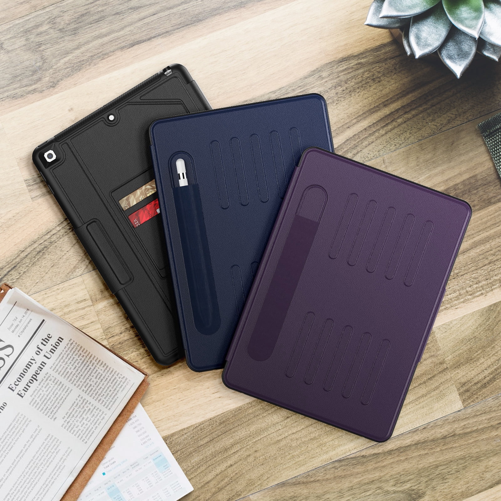 Allytechgroup Luxury iPad Air 11 Case 2024, Elegant Business Type Cover with Pencil Holder - Multi Angle Viewing Stand and Shockproof Apple iPad Air Case 11 inch 2024, Purple